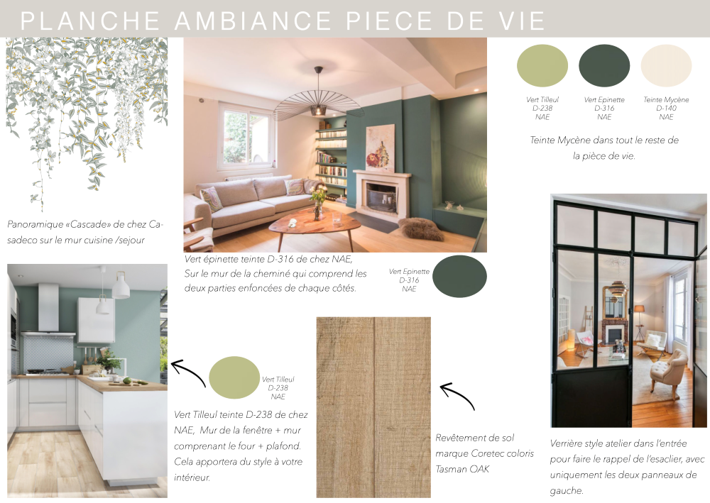 Une planche ambiance permet de visualiser l'association de couleurs et de matérieux Une planche ambiance permet de visualiser l'association de couleurs et de matérieux